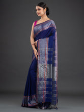 Load image into Gallery viewer, Women Blue Solid Hand woven Cotton Sarees
