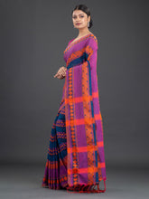 Load image into Gallery viewer, Blue &amp; Purple Woven Design Cotton Saree
