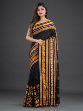 Load image into Gallery viewer, Black &amp; Gold-Toned Cotton Saree
