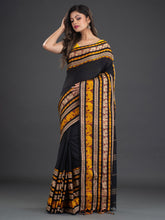 Load image into Gallery viewer, Black &amp; Gold-Toned Cotton Saree
