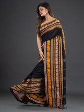 Load image into Gallery viewer, Black &amp; Gold-Toned Cotton Saree
