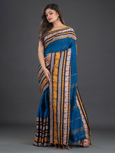 Load image into Gallery viewer, Teal &amp; Yellow Woven Design Cotton Saree

