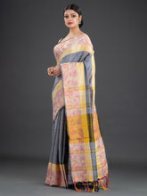 Load image into Gallery viewer, Grey &amp; Pink Woven Design Cotton Saree
