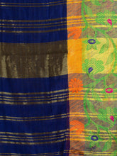 Load image into Gallery viewer, Blue &amp; Green Woven Design Cotton Saree
