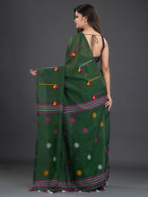 Load image into Gallery viewer, Green &amp; Pink Woven Design Cotton Saree

