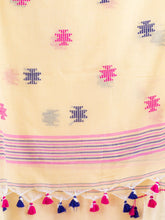 Load image into Gallery viewer, Cream-Coloured &amp; Pink Woven Design Cotton Saree
