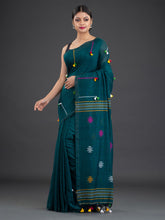 Load image into Gallery viewer, Teal Cotton Saree
