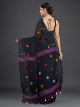 Load image into Gallery viewer, Black &amp; Pink Handwoven Cotton Saree
