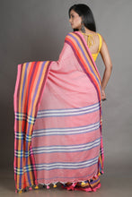 Load image into Gallery viewer, Pink Handwoven Cotton Saree With Checks Design
