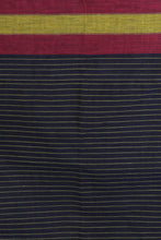 Load image into Gallery viewer, Blue Handwoven  Cotton Saree With Stripe Design
