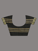 Load image into Gallery viewer, Black Handwoven Cotton Saree With Checks Design
