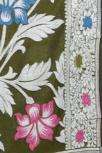 Load image into Gallery viewer, Sap Green Silk Cotton Handwoven Jamdani Saree

