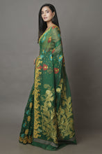 Load image into Gallery viewer, Green Silk Cotton Handwoven Jamdani Saree
