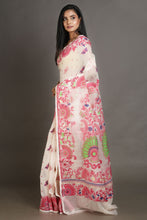 Load image into Gallery viewer, White Silk Cotton Handwoven Jamdani Saree
