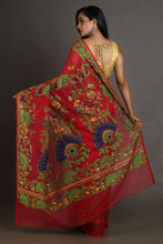 Load image into Gallery viewer, Red Silk Cotton Handwoven Jamdani Saree
