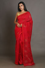 Load image into Gallery viewer, Red Linen Handwoven Soft Saree
