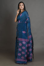 Load image into Gallery viewer, Teal Linen Handwoven Soft Saree
