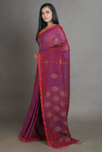 Load image into Gallery viewer, Magenta Linen Handwoven Soft Saree
