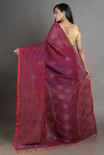 Load image into Gallery viewer, Magenta Linen Handwoven Soft Saree
