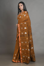 Load image into Gallery viewer, Deep Mustard Linen Handwoven Soft Saree With Zari Border
