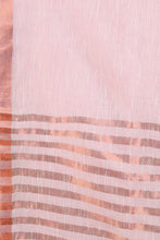 Load image into Gallery viewer, Pink Handwoven Linen Saree With Zari Aanchal
