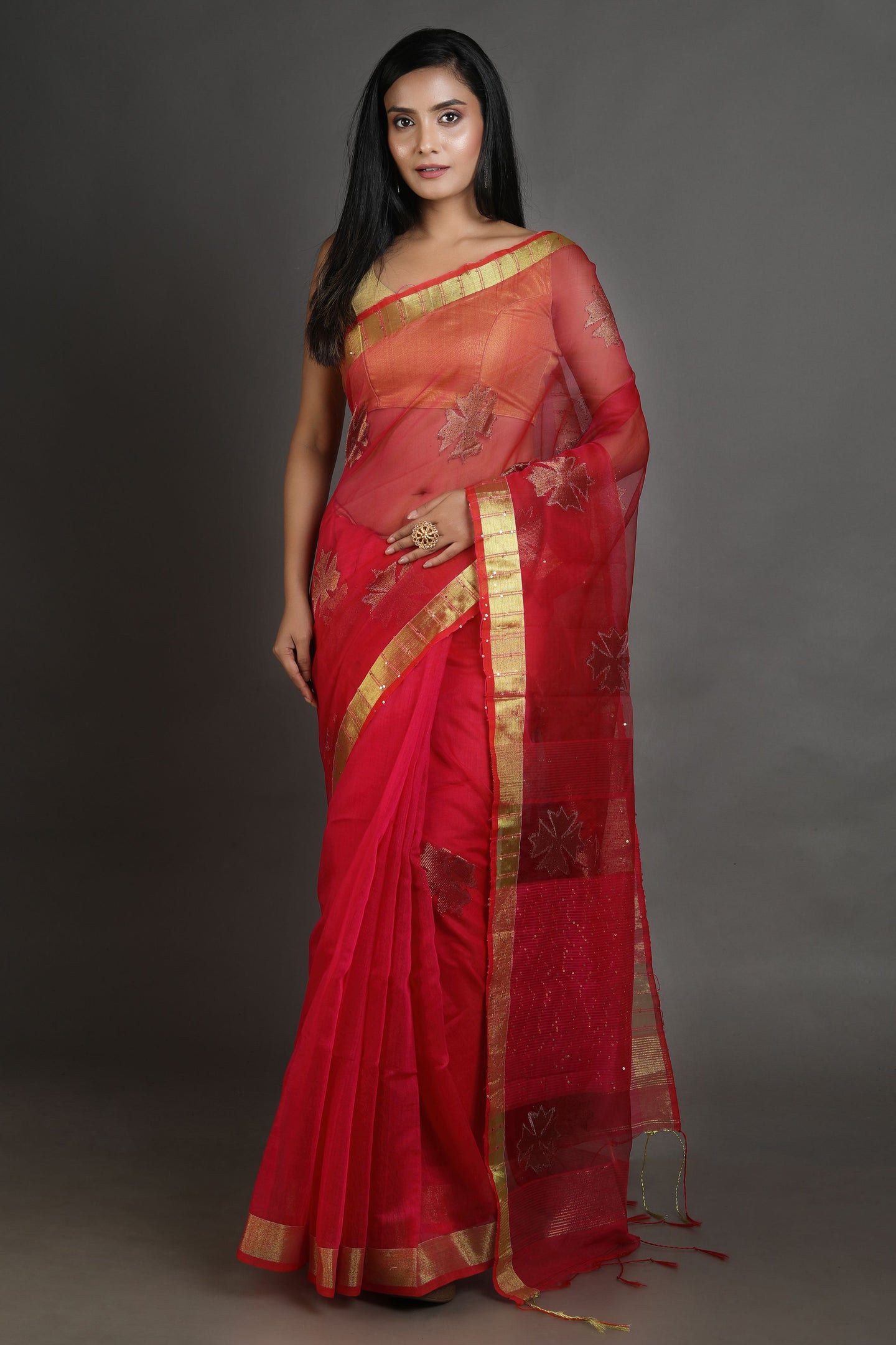 Red Silk Handwoven Soft Saree