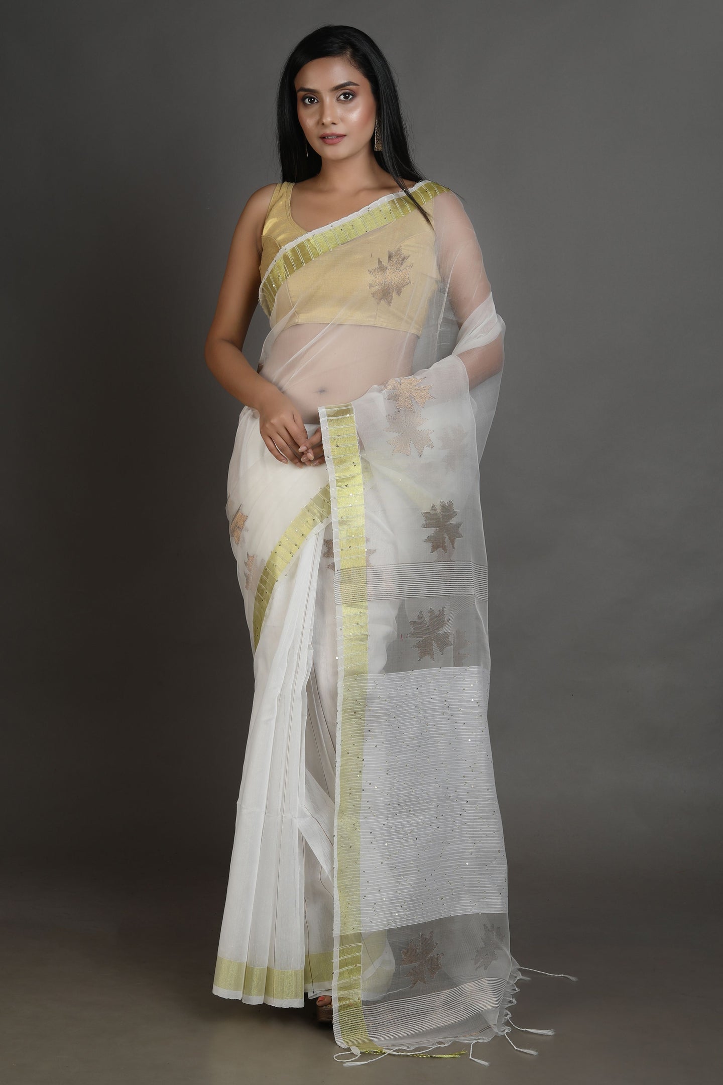 White Silk Handwoven Soft Saree