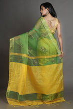 Load image into Gallery viewer, Yellow and Green Silk  Half &amp; Half Handwoven Soft Saree
