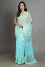 Load image into Gallery viewer, Sea Green Silk Handwoven Soft Saree
