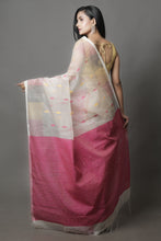 Load image into Gallery viewer, White Silk Handwoven Soft Saree
