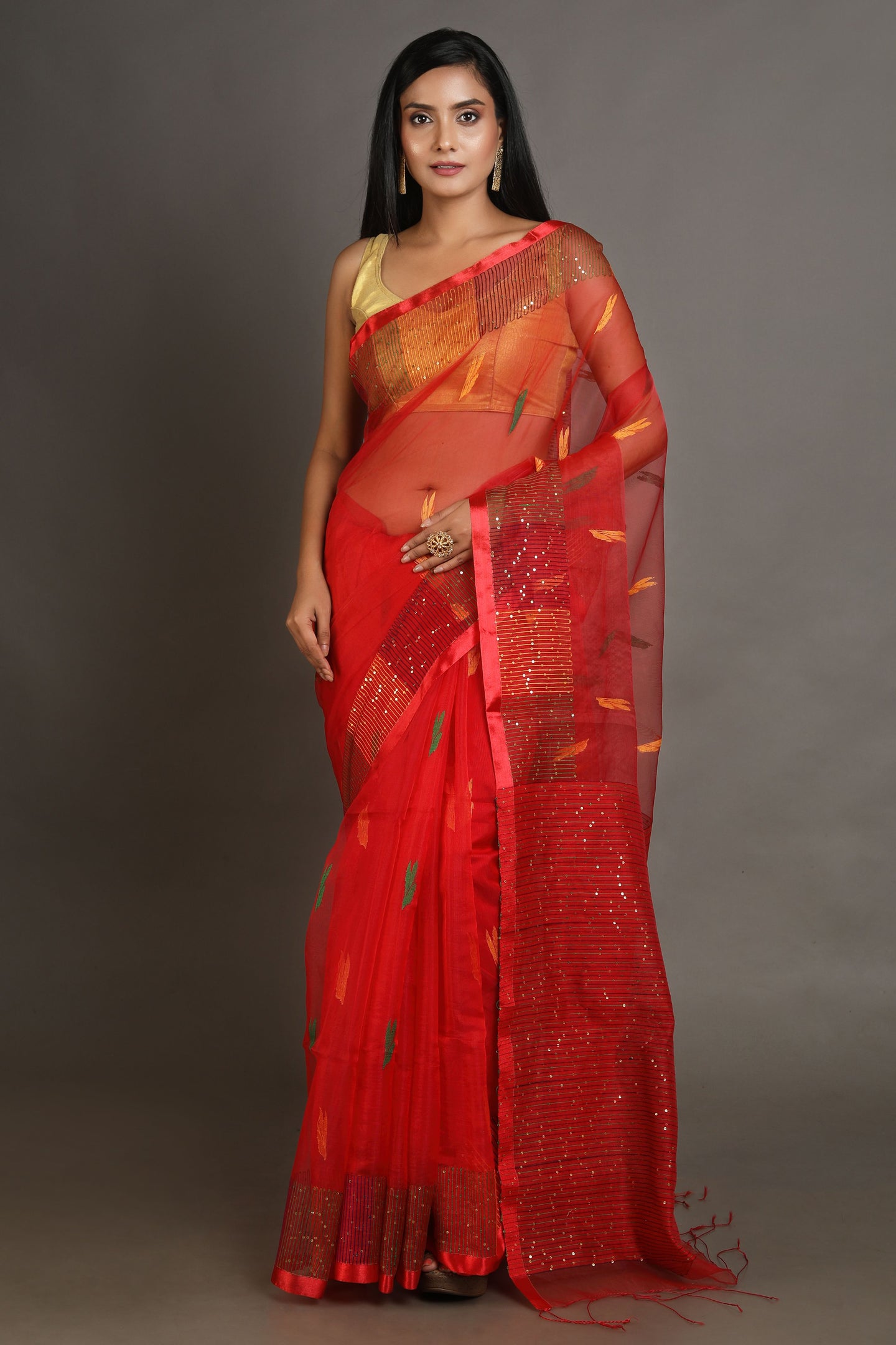 Red Silk Handwoven Soft Saree
