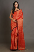 Load image into Gallery viewer, Red-coloured Handwoven Tissue Saree
