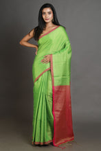 Load image into Gallery viewer, Green-coloured Handwoven Tissue Saree
