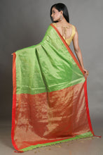 Load image into Gallery viewer, Green-coloured Handwoven Tissue Saree
