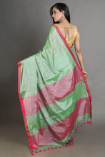Load image into Gallery viewer, Lime Green-coloured Handwoven Tissue Saree
