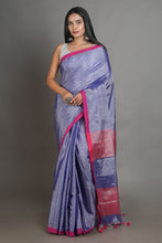 Load image into Gallery viewer, Blue-coloured Handwoven Tissue Saree

