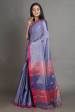 Load image into Gallery viewer, Blue-coloured Handwoven Tissue Saree
