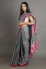 Load image into Gallery viewer, Grey-coloured Handwoven Tissue Saree

