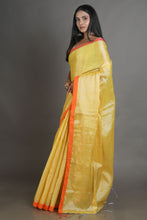 Load image into Gallery viewer, Yellow-coloured Handwoven Tissue Saree
