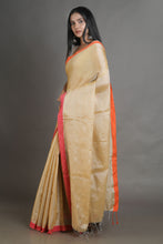 Load image into Gallery viewer, Beige-coloured Handwoven Tissue Saree
