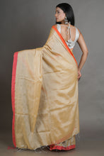 Load image into Gallery viewer, Beige-coloured Handwoven Tissue Saree
