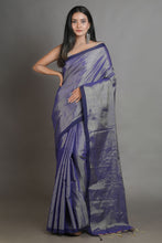 Load image into Gallery viewer, Blue-Coloured Handwoven Tissue Saree
