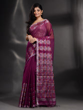 Load image into Gallery viewer, Magenta Cotton Blend Handwoven Saree With Nakshi Border
