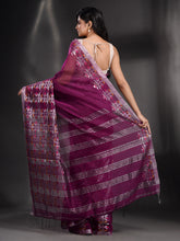 Load image into Gallery viewer, Magenta Cotton Blend Handwoven Saree With Nakshi Border
