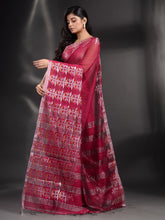 Load image into Gallery viewer, Fuchsia Cotton Blend Handwoven Saree With Nakshi Border
