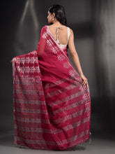 Load image into Gallery viewer, Fuchsia Cotton Blend Handwoven Saree With Nakshi Border
