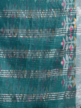 Load image into Gallery viewer, Teal Cotton Blend Handwoven Saree With Nakshi Border
