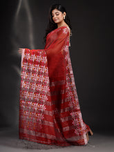 Load image into Gallery viewer, Red Cotton Blend Handwoven Saree With Nakshi Border
