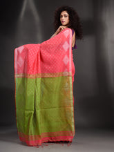 Load image into Gallery viewer, Pink Cotton Blend Handwoven Saree With Geometric Border
