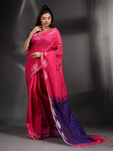 Load image into Gallery viewer, Fuchsia Cotton Blend Handwoven Saree With Geometric Border
